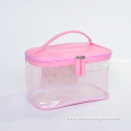 Popular Korean PVC transparent cosmetic bag creative poster print waterproof handbag